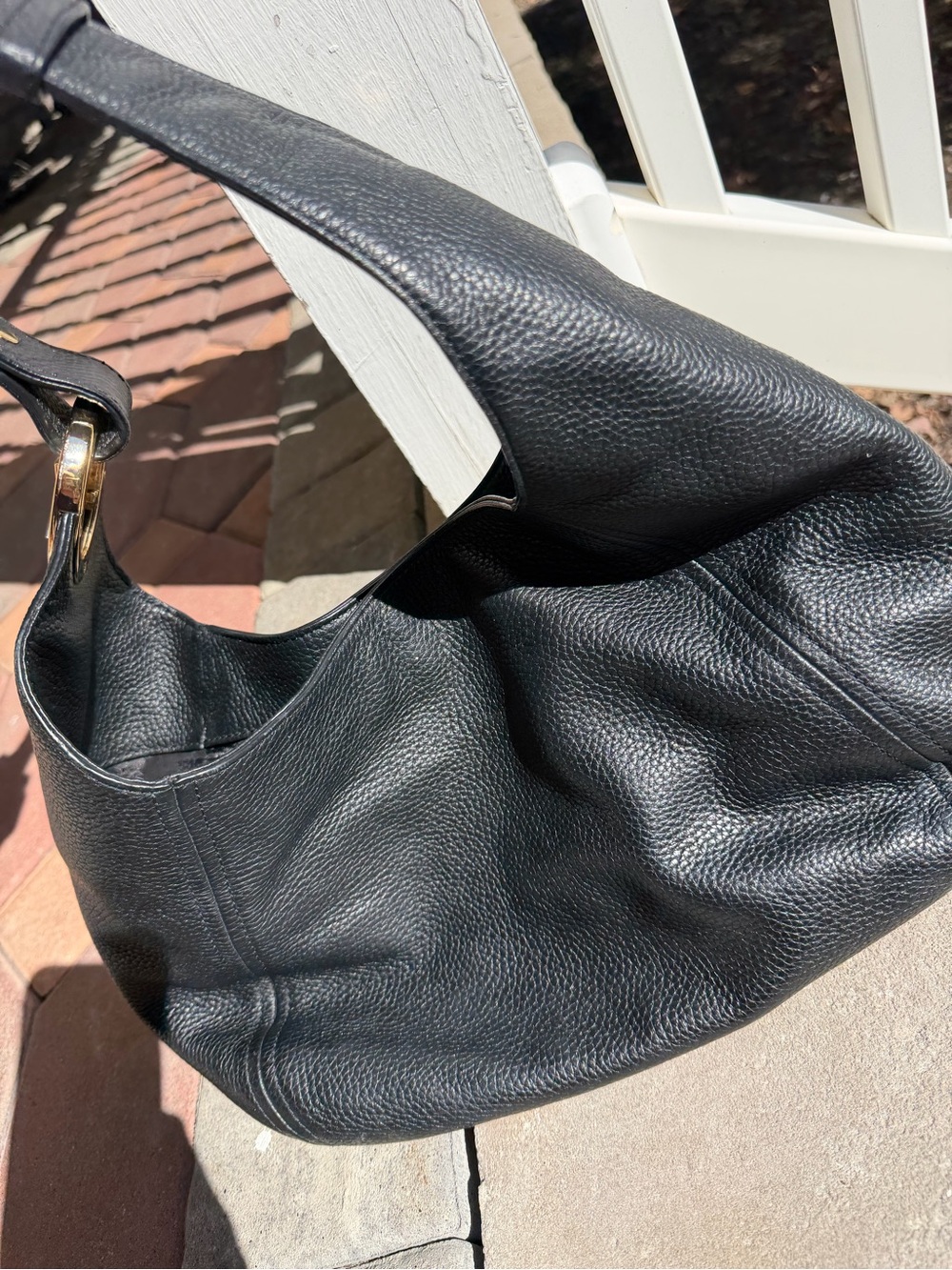 MICHAEL Michael Kors Black Pebbled Leather Shoulder Hobo